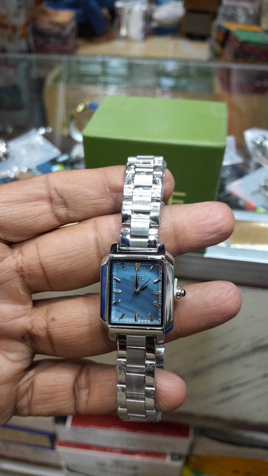 IEKE Ocean Blue Rectangular Watch – Elegant Pearl Series