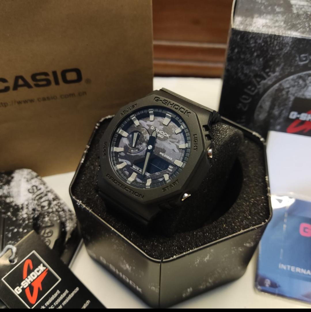 Casio G-Shock Dual Time Digital-Analog Watch – Metal Bezel Sport Wristwatch (Black & Dark Green)
