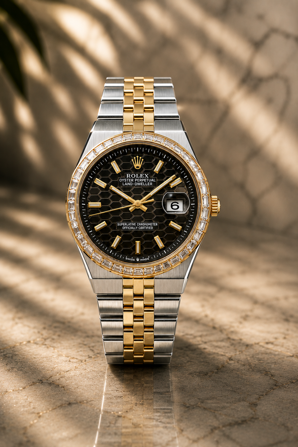 Rolex Prestige Honeycomb Executive Watch – Luxury Two-Tone Design