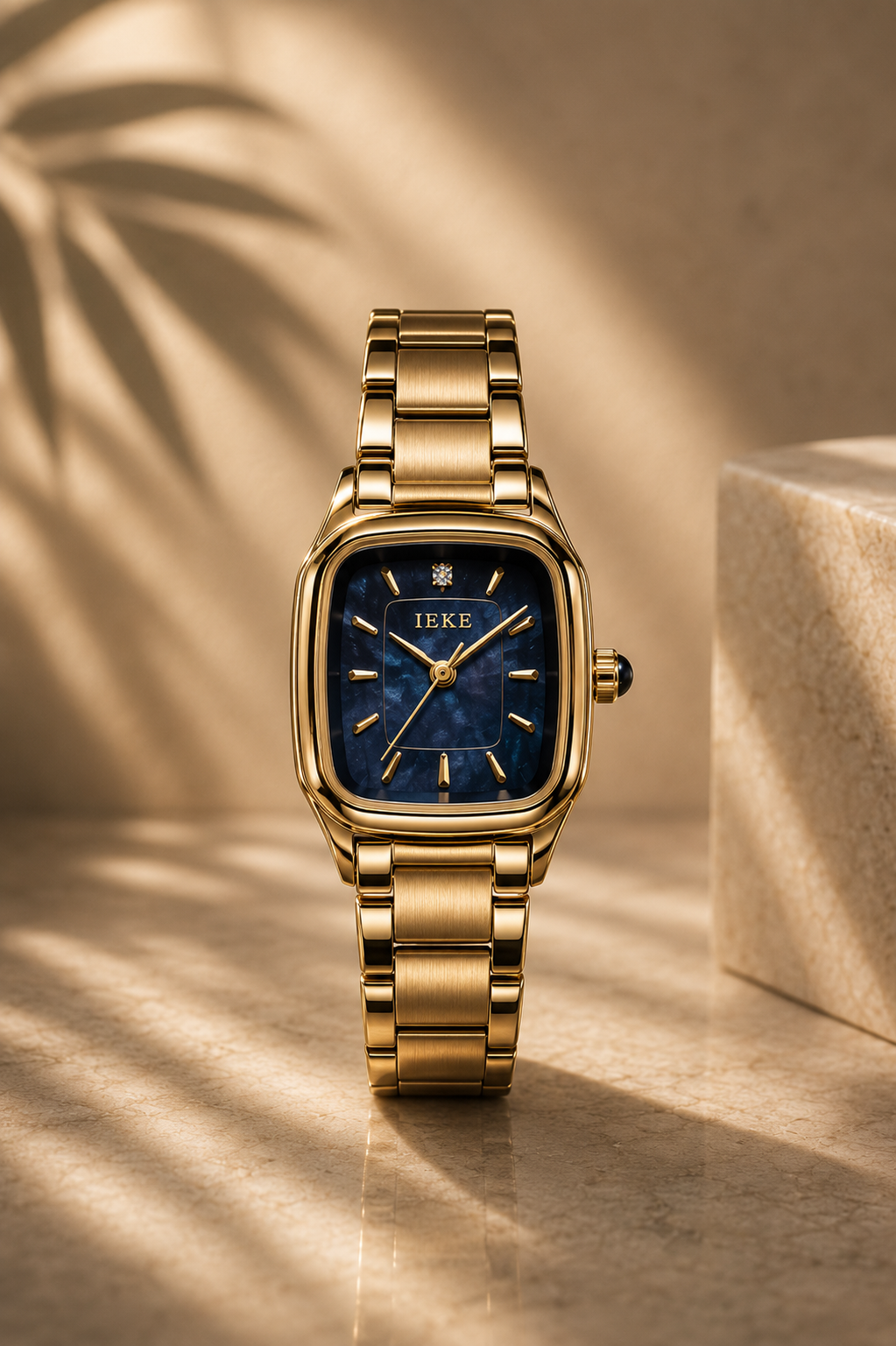 IEKE Royal Blue Cushion Watch – Gold Luxury Series