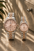 CRYSTAL TIME Imperial Rose Gold Pair – Luxury Fluted Couple's Edition