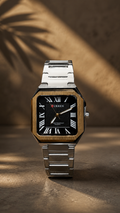 CURREN Luxury Men's Square Watch | Two-Tone Gold & Silver Stainless Steel Wristwatch with Roman Numerals
