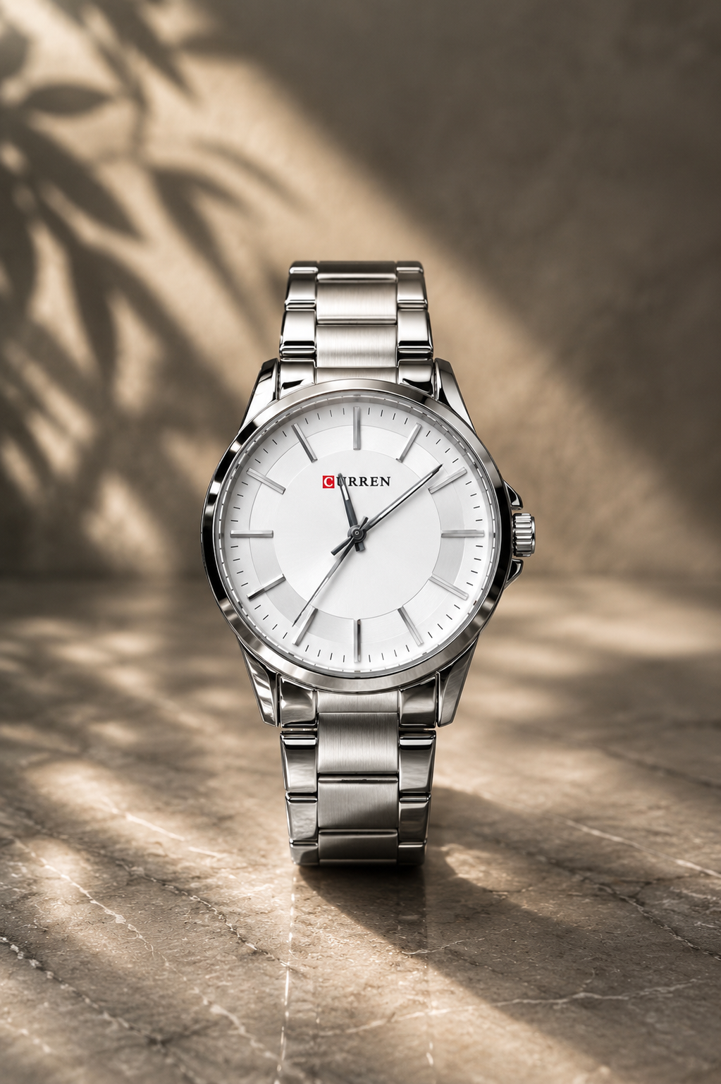 CURREN Men's Classic Silver Dress Watch | Premium Sunburst Dial Stainless Steel Wristwatch