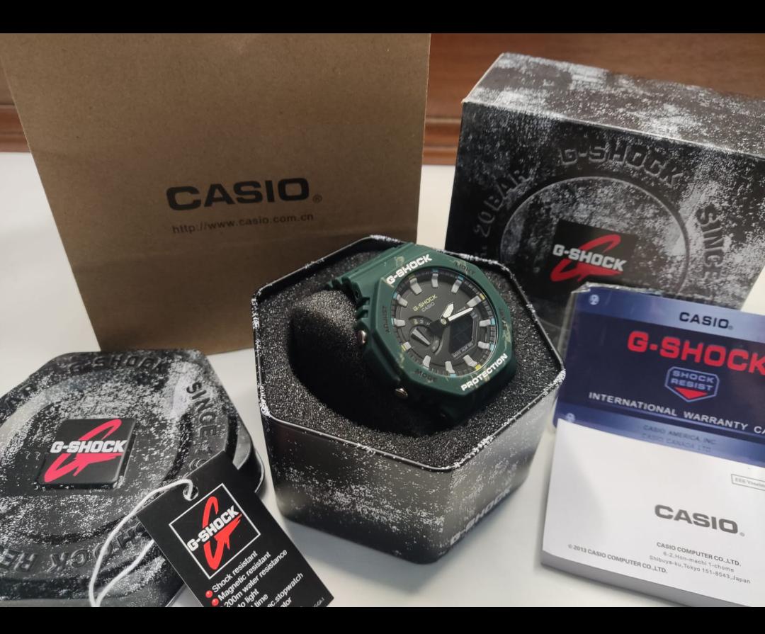 Casio G-Shock Dual Time Digital-Analog Watch – Metal Bezel Sport Wristwatch (Black & Dark Green)