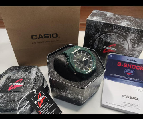 Casio G-Shock Dual Time Digital-Analog Watch – Metal Bezel Sport Wristwatch (Black & Dark Green)