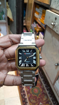 CURREN Luxury Men's Square Watch | Two-Tone Gold & Silver Stainless Steel Wristwatch with Roman Numerals