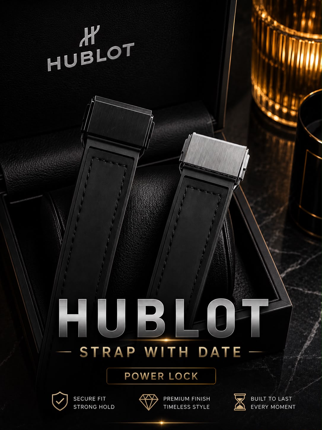 Hublot Textured Black Dial Men's Fashion Watch - Black Rubber Strap Business Sport Timepiece