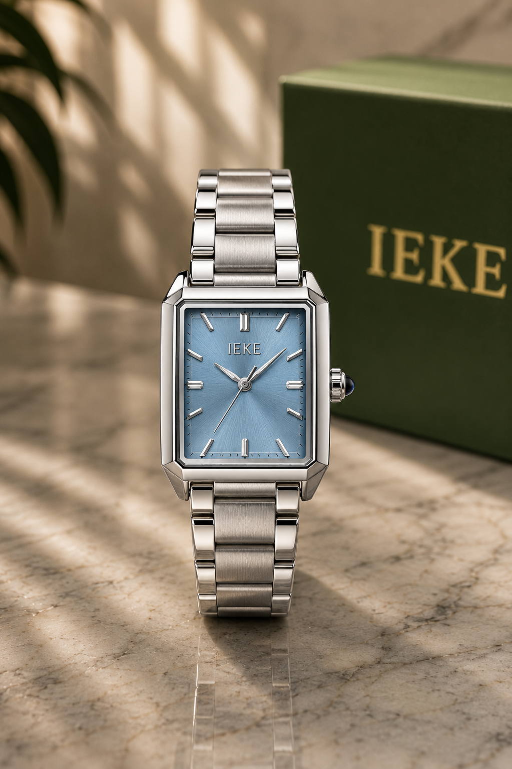 IEKE Ocean Blue Rectangular Watch – Elegant Pearl Series