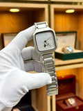 Rado Square Analog Watch with Date Display - Silver Metallic Link Bracelet Luxury Timepiece